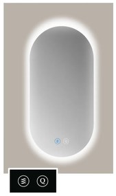Sanicare Tutti ORTA ovale spiegel met verwarming, verlichting rondom en touch bediening 40x80cm