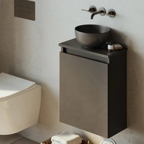 Fontana Bano toiletmeubel mat zwart 40x22cm met mat zwarte waskom