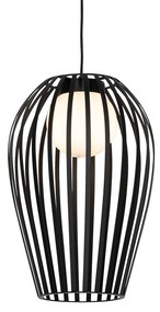 Design hanglamp zwart met opaal - Angela Design E27 rond Binnenverlichting Lamp