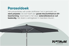 Platinum Riva stokparasol 3 m. rond - Antraciet met voet en hoes