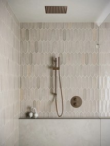 Saniclear Cube inbouw regendouche rond met inbouw douchekop 30x30cm, glijstang en staafhanddouche verouderd messing