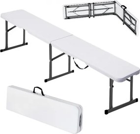 VEVOR kunststof opvouwbare bank, 1,83 m draagbare opvouwbare bank, gladde waterdichte HDPE buitenbank, picknick- en kampeerstoel met draaggreep, voor leuke activiteiten zoals voetbal in de tuin, wit (1 verpakking)