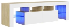 vidaXL Tv-meubel met LED-verlichting 140x36,5x40 cm wit sonoma eiken