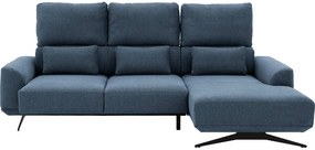 Goossens Excellent Bank Princess blauw, stof, 3-zits, elegant chic met chaise longue rechts