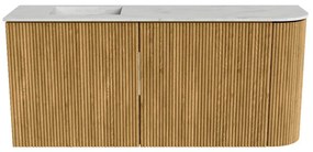 Mondiaz Joya DLux 90cm toiletmeubel ronding rechts oak met wastafel faye links 1 kraangat opalo