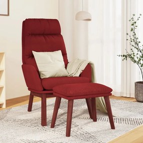 vidaXL Relaxstoel met voetenbank stof wijnrood