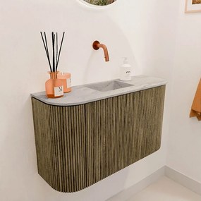 Mondiaz Joya DLux 75cm toiletmeubel ronding links/rechts dusk met wastafel faye midden zonder kraangat glace