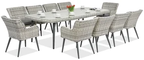 Exclusieve eetset met grote tafel Cordoba voor 10 personen Garden Point wit
