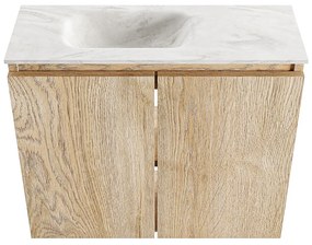 Mondiaz Ture DLux toiletmeubel 60cm washed oak met wastafel ostra links met kraangat