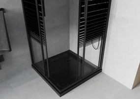 Mexen Rio vierkante douchecabine 80 x 80 cm, zwarte strepen, zwart + Flat douchebak, zwart - 860-080-080-70-20-4070B