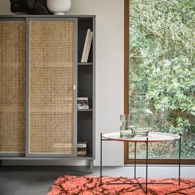 HKliving Webbing Webbing Kast Met Schuifdeuren Grijs - 95x40x140cm.