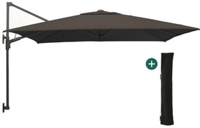 + 15% kassakorting | Parasol Shadowline muurparasol | Inclusief hoes | Vierkant | 250x250cm | Met draaihendel | Zwart | Kees Smit Tuinmeubelen