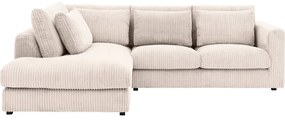 Goossens Bank Ravenia beige, stof, 2-zits, stijlvol landelijk met ligelement links