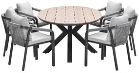 Garden Impressions Tarera tuinset 7-delig taupe - Tulli tuintafel 220x115xH75 cm - light teak vironwood
