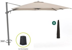 + 10% kassakorting | Parasol Shadowline Austin | Inclusief hoes | Vierkant | 300x300cm | Met draaihendel | Bruin | Kees Smit Tuinmeubelen