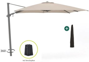 Parasol Shadowline Austin | Inclusief hoes | Vierkant | 300x300cm | Met draaihendel | Bruin | Kees Smit Tuinmeubelen