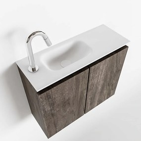 Mondiaz Ture 60cm toiletmeubel dark brown met wastafel talc links 1 kraangat