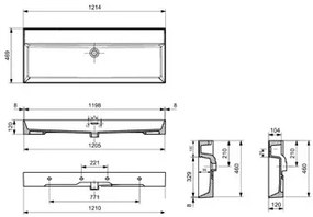 Plieger Kansas wastafel zonder kraangaten met overloop 120x46.6cm mat zwart