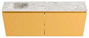 Mondiaz Ture DLux toiletmeubel 120cm ocher met wastafel glace links met kraangat