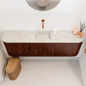 Mondiaz Joya DLux 125cm toiletmeubel ronding links/rechts ruby met wastafel faye midden zonder kraangat ostra
