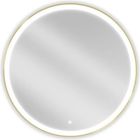 Mexen Esso verlicht ronde badkamerspiegel, 90 cm, LED 6000K, anticondens, gouden frame - 9825-090-090-611-50