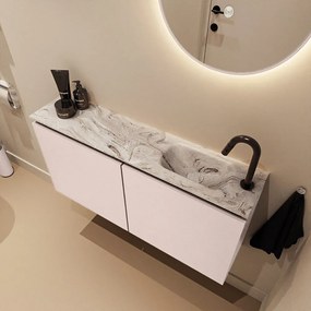 Mondiaz Ture DLux toiletmeubel 100cm rosee met wastafel glace rechts met kraangat