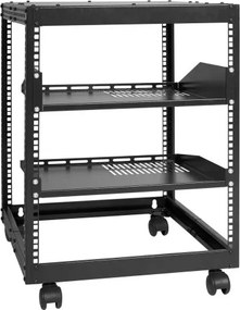 VEVOR 12U Open Frame Server Rack 15-40" Verstelbare Diepte Vrijstaand/Aan de Muur Gemonteerd Netwerk Server Rack 4-Post AV Rack met Wielen voor Al Uw Netwerk IT Apparatuur AV Apparatuur