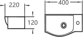 Mexen Hugo linker aanrechtonderkast wastafel 40 x 22 cm, wit - 21254000L