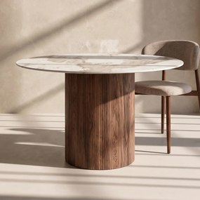 Marmere Ronde Eettafel - 120 X 120cm.