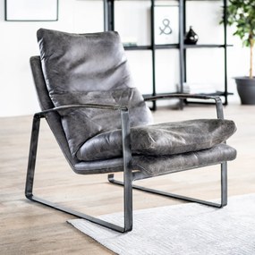 Eleonora Lex Industriele Fauteuil Leer Antraciet