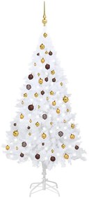 vidaXL Kunstkerstboom met LED's en kerstballen 180 cm PVC wit