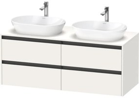 Duravit Ketho 2 wastafelonderbouwkast incl. consoleplaat met 4 laden voor dubbele waskommen 140x55x56.8cm met handgrepen antraciet wit supermat K24898B84840000