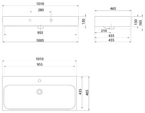 Sapho Toridi keramische wastafel 101x46cm met 1 kraangat wit