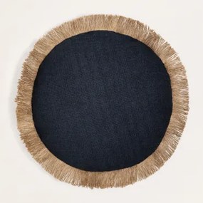 Ronde Kussen Ø40 Cm In Katoen Paraiba Zwart - Beige – Linnen - Sklum