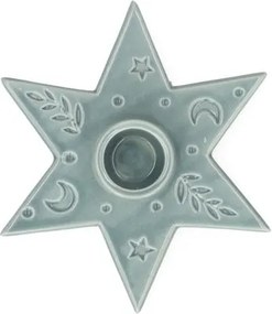 Kandelaar ster, porselein, blauw, dinerkaars