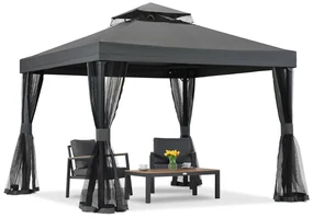 Antraciet tuinpaviljoen met klamboe Valencia 3x4 m Tuinpunt
