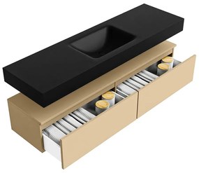 Zaro Alan badmeubel 160cm sand 2 lades met vrijhangende wastafel cloud midden 1 kraangat urban