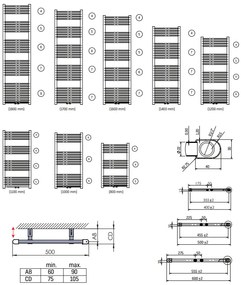 Sanigoods Base handdoek radiator 180x60 944 watt MO aansluiting mat wit