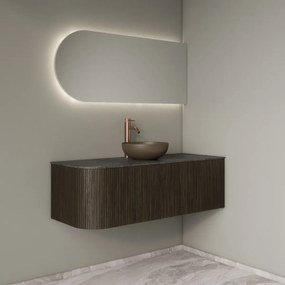 Gliss Design Alluro badmeubel ribbelfront met ronding links 120cm charcoal en zwart leisteen toppaneel