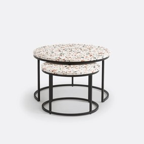 Set van 2 mimi salontafels in terrazzo, Hervé