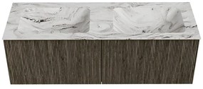 Mondiaz Kurve-dlux 130cm badmeubel shadow met 2 lades en wastafel leaf dubbel 2 kraangaten glace