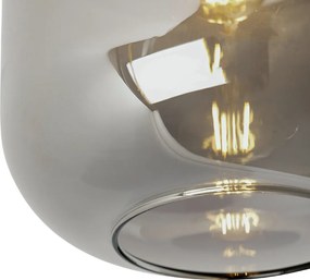 Design plafondlamp zwart met goud en smoke glas - Zuzanna