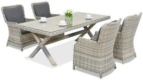 London technorattan eetset voor 4 personen Garden Point antraciet