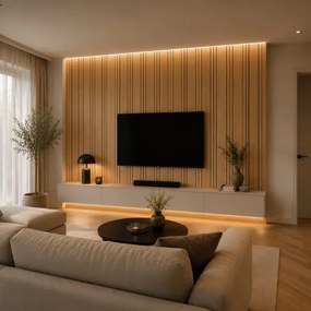 SMART AKU NATURAL OAK 260x30CM - 260 cm x 30 cm x 0.6 cm | 2 kg | Paneli akoestische wandpanelen - AKU Wandpanelen