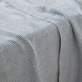 Plat laken in gewassen Lina, Limona blauw