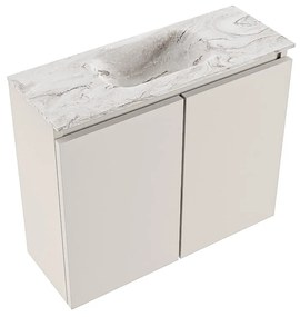 Mondiaz Ture DLux toiletmeubel 60cm linen met wastafel glace midden zonder kraangat