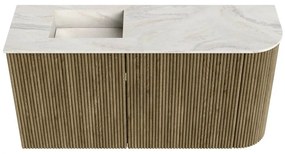 Mondiaz Joya DLux 80cm toiletmeubel ronding rechts dusk met wastafel faye links 1 kraangat ostra