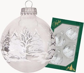 Handbeschilderde kerstballen Winter Forest, 4-delig