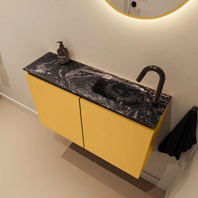 Mondiaz Ture DLux toiletmeubel 80cm ocher met wastafel lava rechts met kraangat