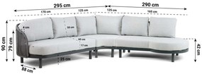 Hoek loungeset 5 personen Aluminium/rope Grijs  Santika Furniture Santika